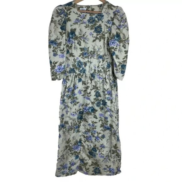 Laura Ashley Dresses & Skirts - Vintage Laura Ashley Dress Corduroy Cottage Midi Floral Puff Sleeve Prairie 80s